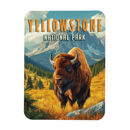 Yellowstone: Eine Retroreise Magnet (Vertikal)