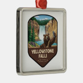 Yellowstone Falls Bär Selfie Schild Ornament Aus Metall (Rechts)