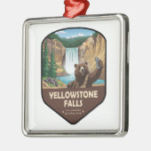 Yellowstone Falls Bär Selfie Schild Ornament Aus Metall (Links)