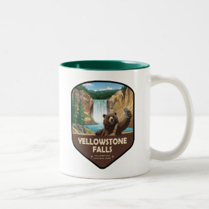Yellowstone Falls Bär Selfie Schild Zweifarbige Tasse