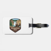 Yellowstone Falls Bear Selfie Shield Gepäckanhänger (Rückseite horizontal)