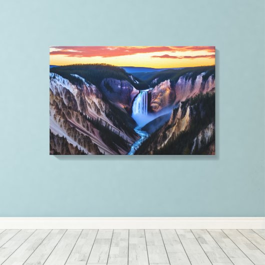 Yellowstone Falls Leinwand Art (Insitu (Holzboden))