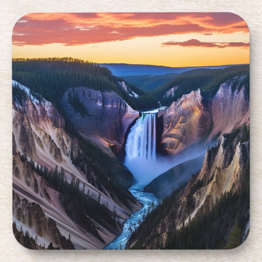 Yellowstone Falls Untersetzer Set (Vorderseite)