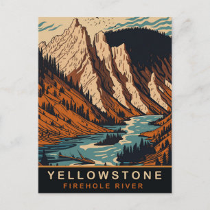 Yellowstone, Firehole River, WY, Vintage Reise Postkarte