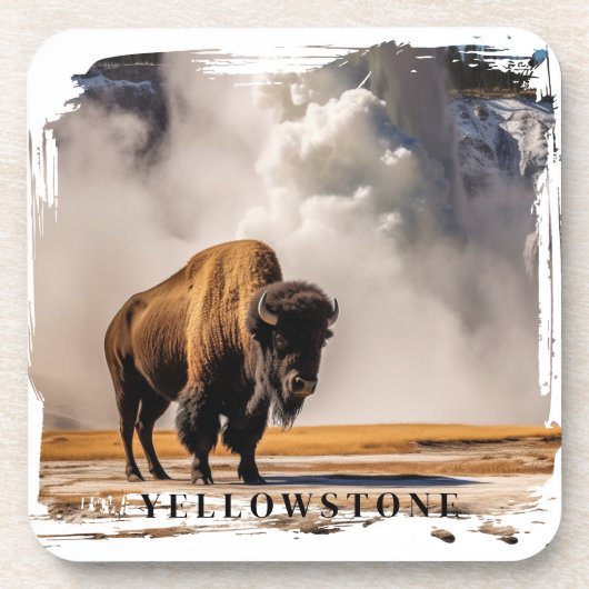 Yellowstone Geyser Bison Beverage Coaster Getränkeuntersetzer (Vorderseite)