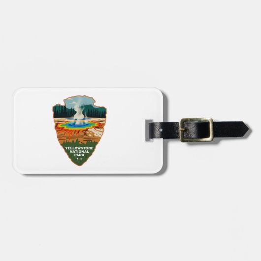 Yellowstone Grand Prismatic Spring Arrowhead Gepäckanhänger (Vorderseite horizontal)