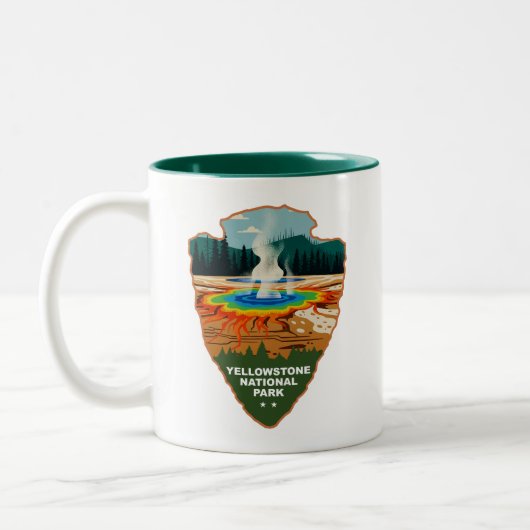 Yellowstone Grand Prismatic Spring Arrowhead Zweifarbige Tasse (Links)