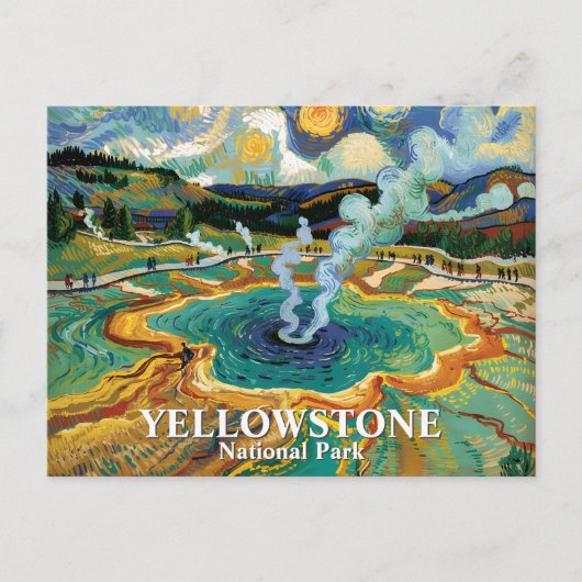 Yellowstone Grand Prismatic Spring Van Gogh Custom Postkarte (Vorderseite)