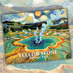 Yellowstone Grand Prismatic Spring Van Gogh Custom Postkarte