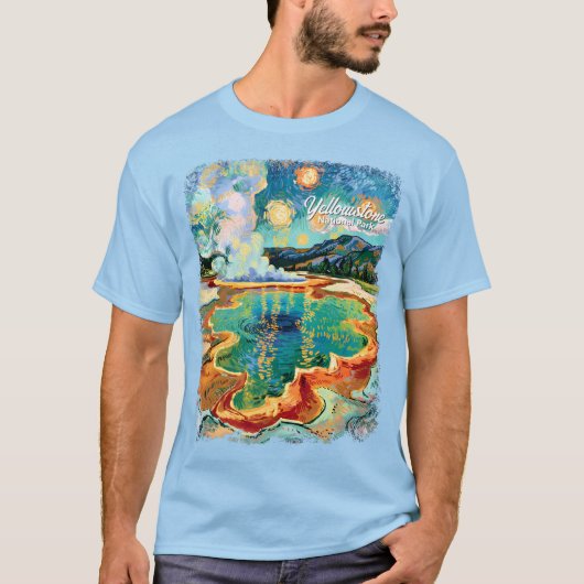 Yellowstone Grand Prismatic Van Gogh Custom Text T-Shirt (Vorderseite)