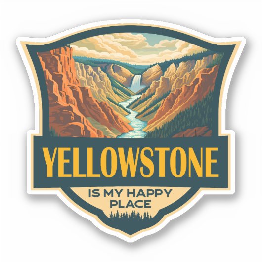 Yellowstone ist mein glücklicher Platz Nationalpar Aufkleber (Vorderseite)