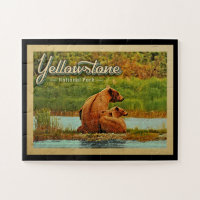 Yellowstone Jigsaw Puzzle Nationalpark Bären Retro