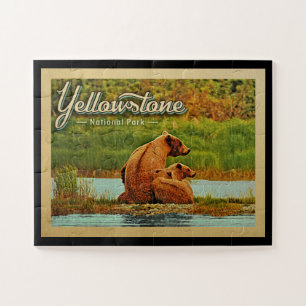 Yellowstone Jigsaw Puzzle Nationalpark Bären Retro