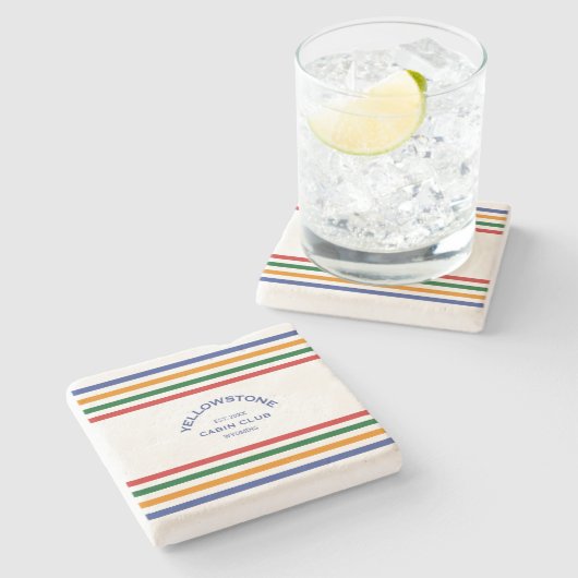 Yellowstone Kabine Club Custom Wappen Park Steinuntersetzer (Seitenansicht)