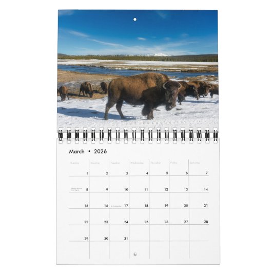 Yellowstone-Kalender Kalender (Mär 2026)