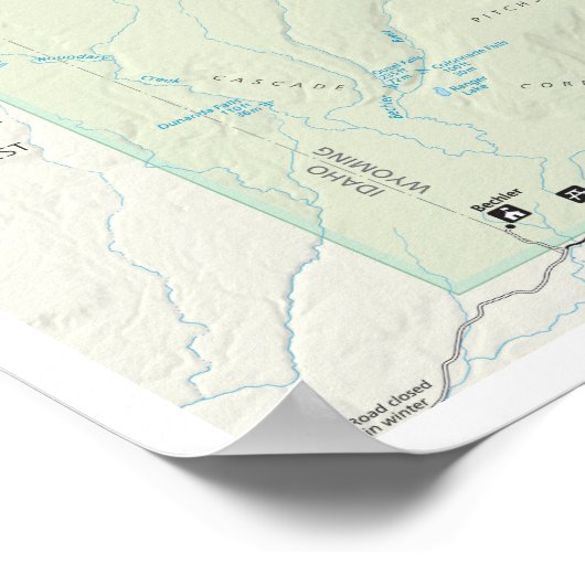 Yellowstone-Kartenplakat Poster (Ecke)