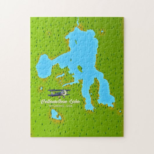 Yellowstone Lake, Wyoming Map Puzzle (Vertikal)