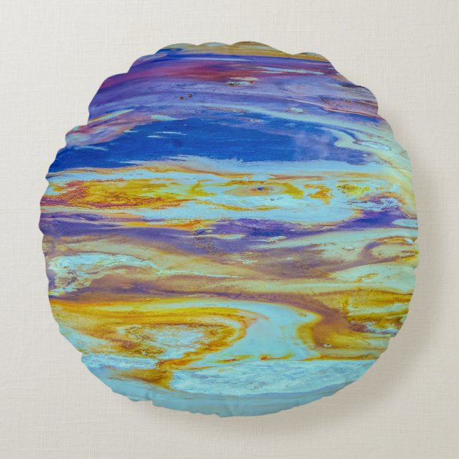 Yellowstone Lava Pool Wirbel Rundes Kissen (Vorderseite)