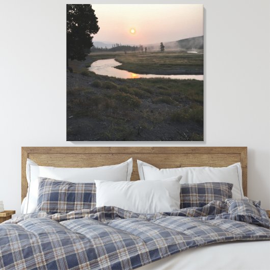 Yellowstone Morning Canvas Print Leinwanddruck (Insitu (Schlafzimmer))