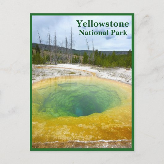 Yellowstone: Morning Glory Pool mit Text Postkarte (Vorderseite)