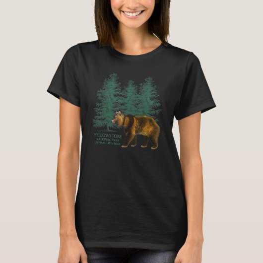 Yellowstone National Park 150 Years Bear Trees Sou T-Shirt (Vorderseite)