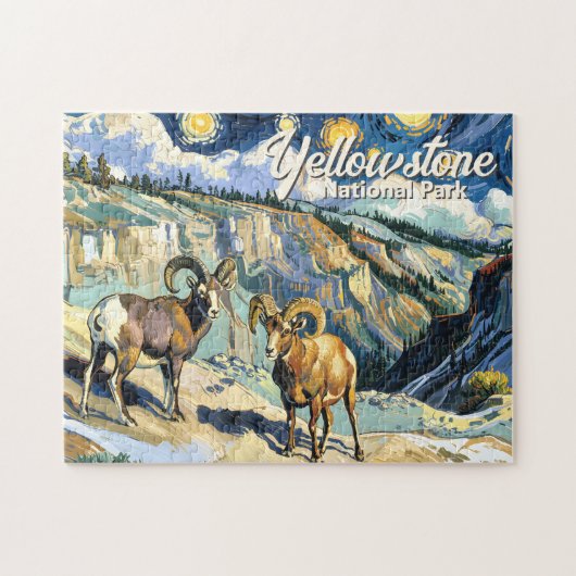 Yellowstone National Park Bighorn Sheep Van Gogh Puzzle (Horizontal)