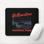 Yellowstone National Park Bison Retro Vintage Mousepad (Mit Mouse)