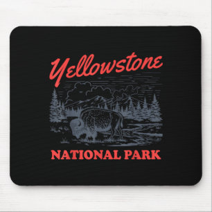 Yellowstone National Park Bison Retro Vintage Mousepad
