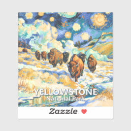 Yellowstone National Park Bison Vintage Van Gogh Aufkleber