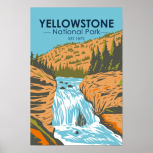 Yellowstone National Park Firehole Falls Vintag Poster
