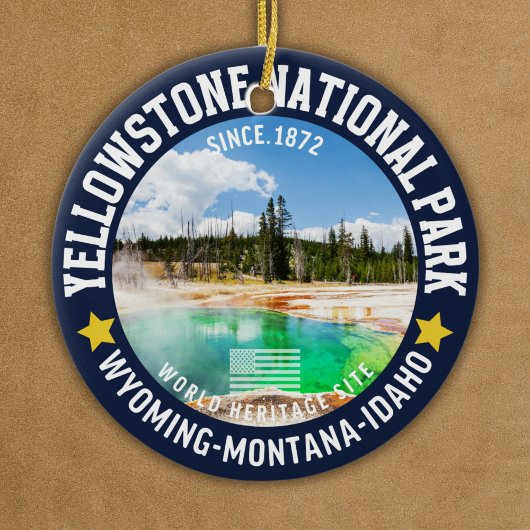 Yellowstone National Park Forest Landscape Keramik Ornament