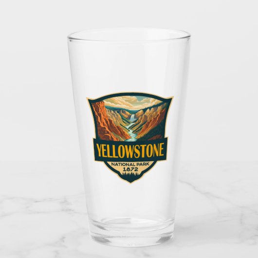 Yellowstone National Park Grand Canyon Retro Art Glas (Vorderseite)