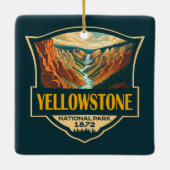 Yellowstone National Park Grand Canyon Retro Art Keramikornament (Rückseite)