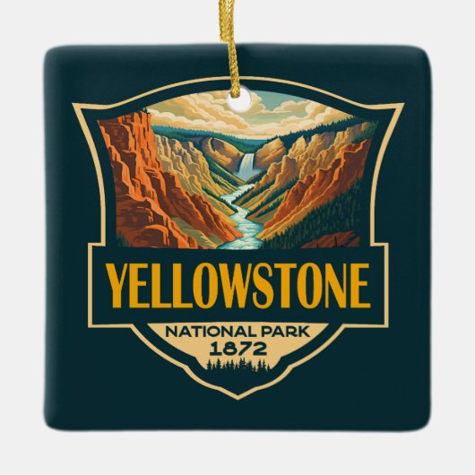 Yellowstone National Park Grand Canyon Retro Art Keramikornament (Vorderseite)