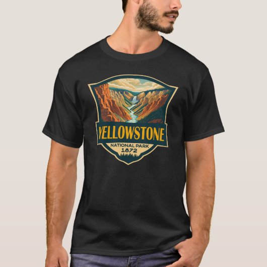 Yellowstone National Park Grand Canyon Retro Art T-Shirt (Vorderseite)