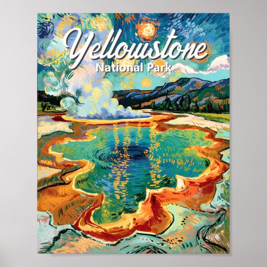 Yellowstone National Park Grand Prismatic Van Gogh Poster (Vorne)