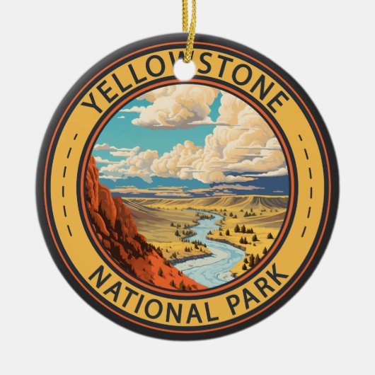 Yellowstone National Park Hayden Valley Travel Art Keramik Ornament (Vorne)