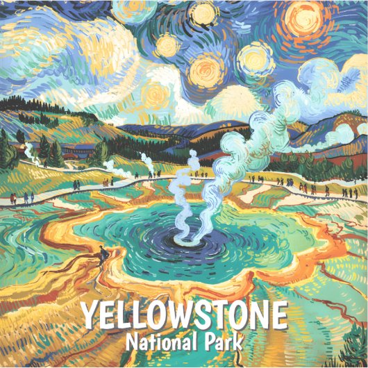 Yellowstone National Park Hot Spring Van Gogh Art Aufkleber (Vorderseite)