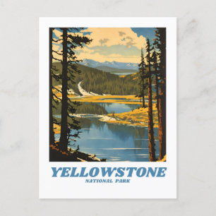 Yellowstone National Park Illustration Retrodekor Postkarte