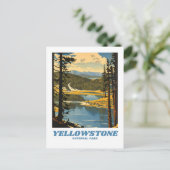Yellowstone National Park Illustration Retrodekor Postkarte (Stehend Vorderseite)
