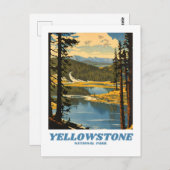 Yellowstone National Park Illustration Retrodekor Postkarte (Vorne/Hinten)