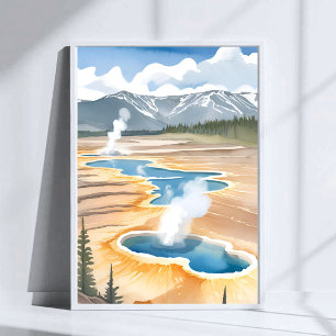 Yellowstone National Park Landschaft Aquarell Poster