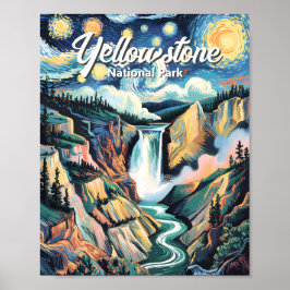 Yellowstone National Park Lower Falls Vibrant Poster