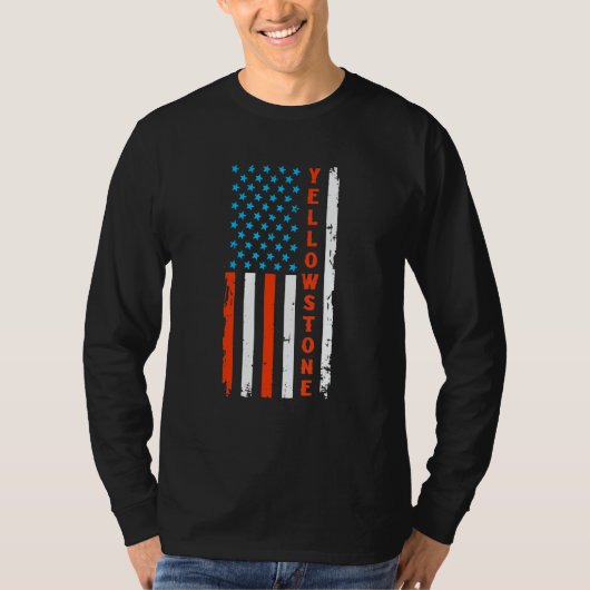 Yellowstone National Park Map American Usa Flag T-Shirt (Vorderseite)