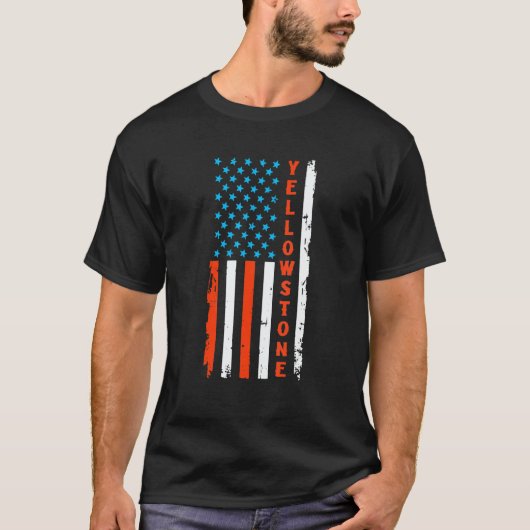 Yellowstone National Park Map American Usa Flag T-Shirt (Vorderseite)