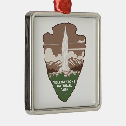 Yellowstone National Park Old Faithful Arrowhead Ornament Aus Metall (Rechts)