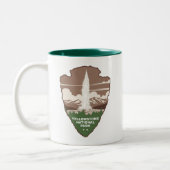 Yellowstone National Park Old Faithful Arrowhead Zweifarbige Tasse (Links)
