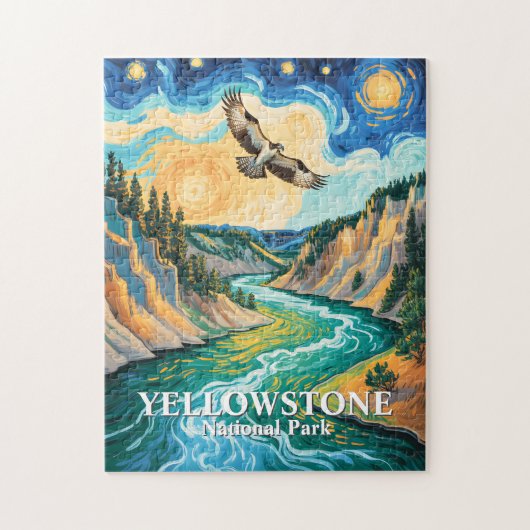 Yellowstone National Park River Colorful Bird Art Puzzle (Vertikal)
