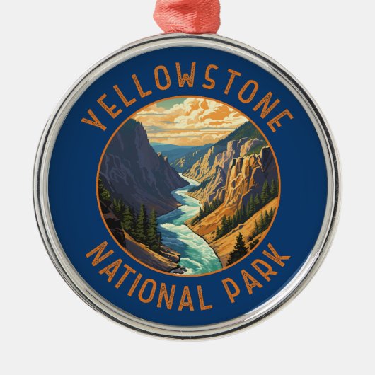 Yellowstone National Park River Distressed Circle Ornament Aus Metall (Vorne)