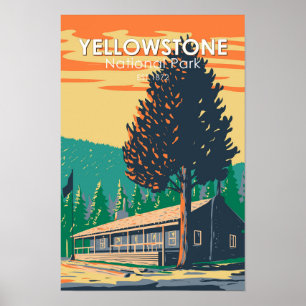 Yellowstone National Park Roosevelt Lodge Unterkün Poster